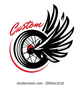 Custom motorcycles template with winged wheel