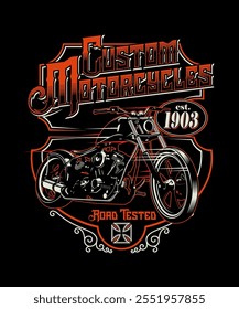 Custom motorcycles vintage design illustration