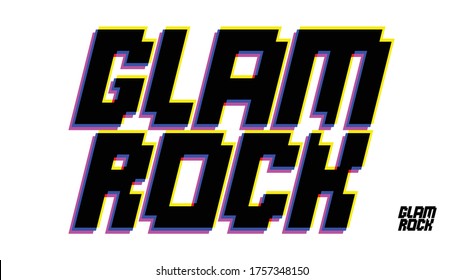 Custom Multicolored Glam Rock Logo Font with dimensional overlay effect in geometric style