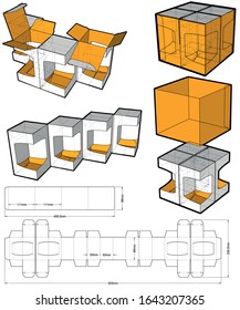 Custom Multiple Parts Box and Die-cut Pattern. The .eps file is full scale and fully functional. Prepared for real cardboard production.