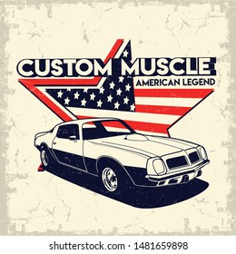 Custom Muscle. American Legend vector graphic design.