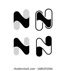Logo De Icono De Letra N Personalizada. Plantilla de vectores de variantes de logotipo N de carta personalizada