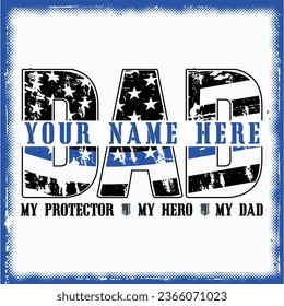 Custom Name Police,American Flag , Law Enforcement Poster Wall Art