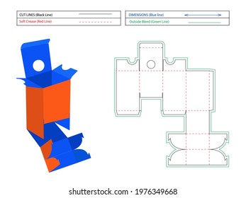 Custom new style box packaging dieline template and 3D render box, bottle box