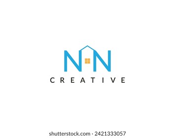 custom NN LATTER  Font homes logo design concept with simple,