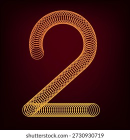 Custom number two created with circles and a yellow and orange gradient