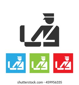 Custom officer icon. Immigration officer logo. Baggage checking. The ban, border, customs and immigration. Flat vector illustration.