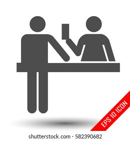 Custom officer icon. Immigration officer logo. Policeman, barrier, passport control sign. The ban, border, customs and immigration