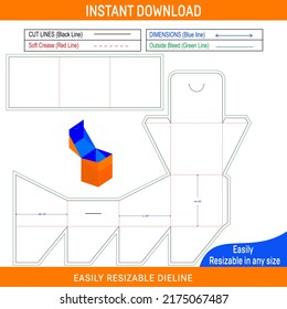 Custom Packaging Box Dieline Template And 3D Box Easily Editable And Resiable