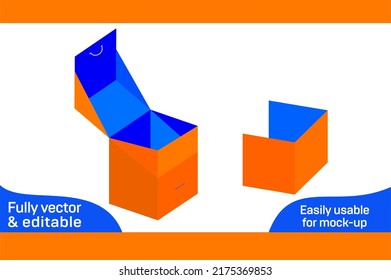 Custom Packaging Box Dieline Template And 3D Box Easily Editable And Resiable