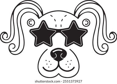 Custom Pet Dog Head Outline Drawings with Sunglasses – Stylish Dog Breed Illustrations, Trendy Pet Art, Modern Dog Sketches, and Unique Graphic Design Elements