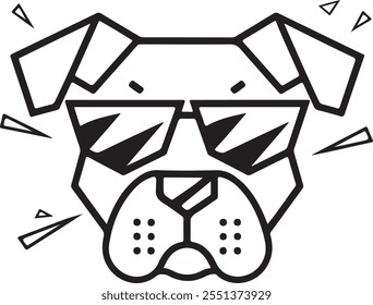 Custom Pet Dog Head Outline Drawings with Sunglasses – Stylish Dog Breed Illustrations, Trendy Pet Art, Modern Dog Sketches, and Unique Graphic Design Elements