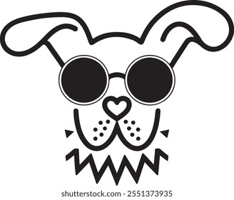 Custom Pet Dog Head Outline Drawings with Sunglasses – Stylish Dog Breed Illustrations, Trendy Pet Art, Modern Dog Sketches, and Unique Graphic Design Elements