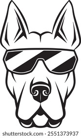 Custom Pet Dog Head Outline Drawings with Sunglasses – Stylish Dog Breed Illustrations, Trendy Pet Art, Modern Dog Sketches, and Unique Graphic Design Elements