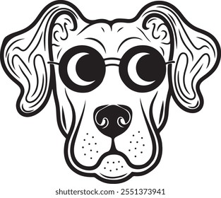 Custom Pet Dog Head Outline Drawings with Sunglasses – Stylish Dog Breed Illustrations, Trendy Pet Art, Modern Dog Sketches, and Unique Graphic Design Elements