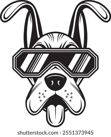 Custom Pet Dog Head Outline Drawings with Sunglasses – Stylish Dog Breed Illustrations, Trendy Pet Art, Modern Dog Sketches, and Unique Graphic Design Elements