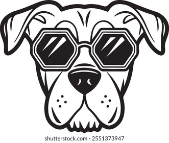 Custom Pet Dog Head Outline Drawings with Sunglasses – Stylish Dog Breed Illustrations, Trendy Pet Art, Modern Dog Sketches, and Unique Graphic Design Elements