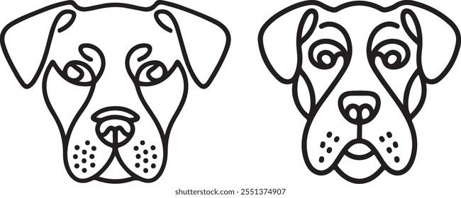 Custom Pet Dog Head Outline Drawings – Stylish Dog Breed Illustrations, Trendy Pet Art, Modern Dog Sketches, and Unique Graphic Design Elements