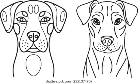 Custom Pet Dog Head Outline Drawings – Stylish Dog Breed Illustrations, Trendy Pet Art, Modern Dog Sketches, and Unique Graphic Design Elements