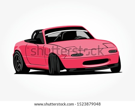custom pink car art vector illustration