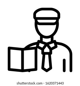 Custom Policeman Icon Vector. Outline Custom Policeman Sign. Isolated Contour Symbol Illustration