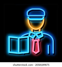 Custom Policeman neon light sign vector. Glowing bright icon Custom Policeman sign. transparent symbol illustration