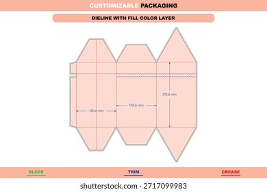 Custom polygonal box dieline vector featuring zipper style closure built for secure storage packaging printable folding layouts and innovative product box presentation