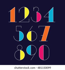 Custom poster numbers font. Bold contrast serif uppercase.