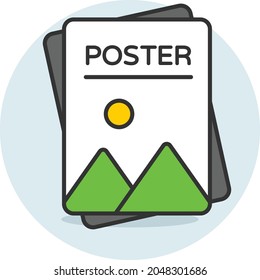 Custom Poster Print Concept Vector Icon Design, Offset Printing Symbol, Digital Printer Services Sign, Cmyk Color print equipment Stock illustration