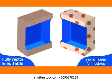 Custom product display box packaging dieline template and 3D box design