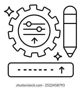 Icono de creación de Instrucción personalizada. Representación del diseño de Instrucción de IA. Manejo de entrada personalizado. Generación de Instrucción del sistema. Instrucciones personalizadas. Vector Icono editable.