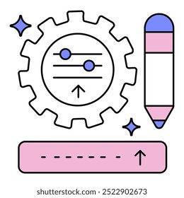 Icono de creación de Instrucción personalizada. Representación del diseño de Instrucción de IA. Manejo de entrada personalizado. Generación de Instrucción del sistema. Instrucciones personalizadas. Vector Icono editable.