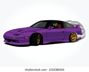 custom purple car in action vector illustration