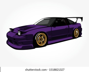 custom purple car art vector illustration