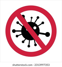 custom red warning sign with corona icon, isolated on white background, custom warning signs. Vector illustration