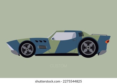 Custom retro style muscle car. Side view of car. Automobile, Motor vehicle