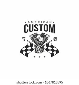 Custom retro vintage engine logo emblem