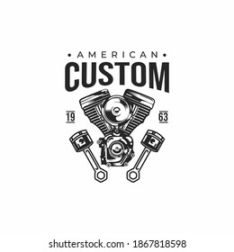 Custom retro vintage engine logo emblem