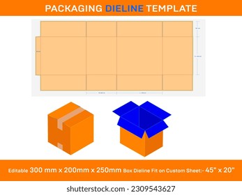 Custom RSC Style Box, Dieline Template, SVG, Ai, EPS, PDF, DXF,  JPG, PNG