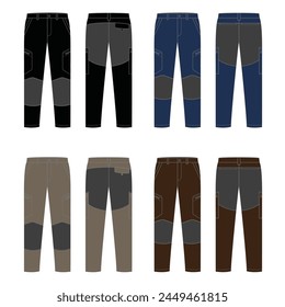 Custom Sailing pant vector technical sketch design with 4 different colors.