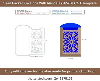 Custom Seed Packet Envelope with Mandala Laser Cut Template
