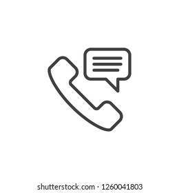 Custom service phone talk outline icon. linear style sign for mobile concept and web design. Telephone receiver simple line vector icon. Symbol, logo illustration. Pixel perfect vector graphics