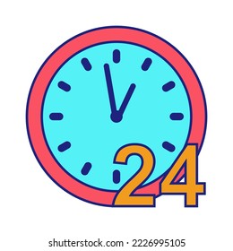 Custom Service Support 24 Hours Icon Flat Design Vector