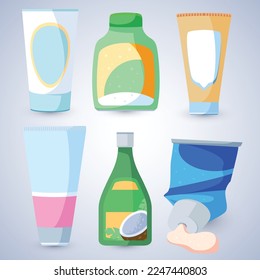 A custom set of lotion packaging with additional opened one