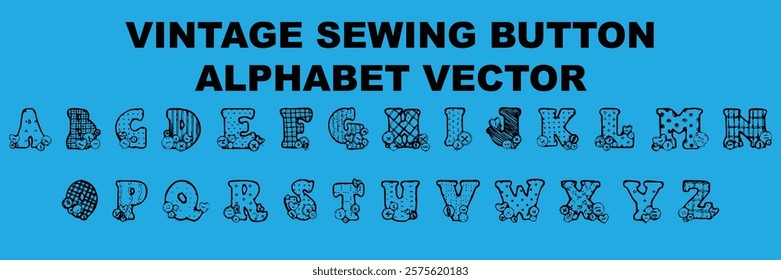 Custom sewing button style lettering font alphabet and numbers set. Vector stock illustration can be used in logo or any purpose. Colors can be easily editable and saved in EPS 10