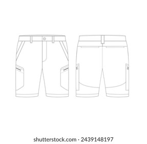 Custom Shorts design Vector Template. Clothes template flat sketch design.