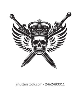 custom skull crown vector illustration design style 