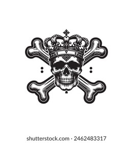 custom skull crown vector illustration design style 