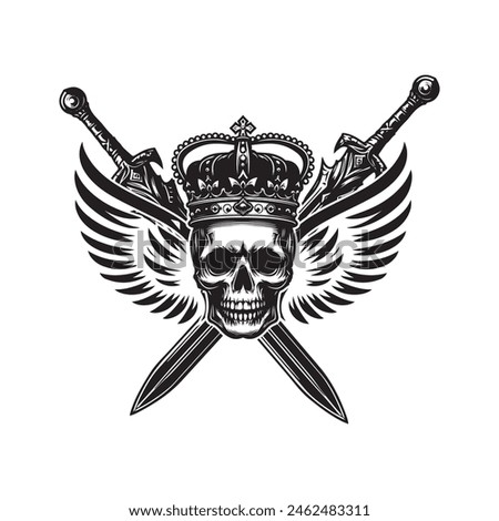 custom skull crown vector illustration design style 