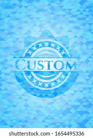 Custom sky blue emblem with triangle mosaic background